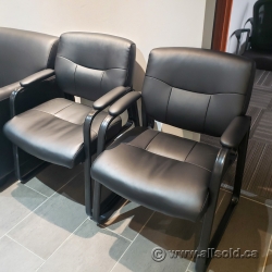 Black Leather Style Office Lobby Guest Chair